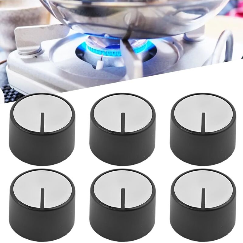 6 Stück Drehknopf 6mm, Universal Schaltknöpfe Drehknopf Herd, Gasherd Knöpfe, Ofenknöpfe, Metall-Herd-Knopf-Ersatz, Ofenschalter, Herdzubehör Knöpfe,