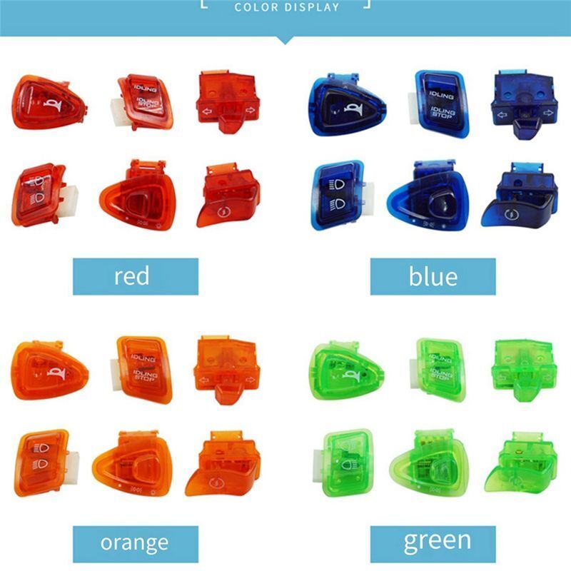 6 Stück für GY6 50ccm 125ccm 150ccm ATV Moped Roller Motorrad Scheinwerfer Licht Hupe Dimmer Drehen Einzelschalter Knopf Rot