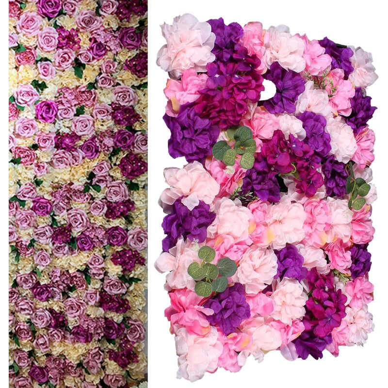 6 Stück künstliche Blumen Wand Rosen Wand Kunstblumen Panel Kunstblumen Wand Seide Blume Wand Panel für Hochzeit Hintergrund Fotografie