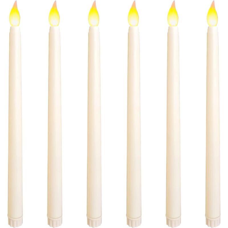 6 Stück LED-Kerzen mit flackernder Flamme, elfenbeinfarbene elektrische Kerzen mit Batteriebetrieb, künstliche dekorative Kerzen für Hochzeit,