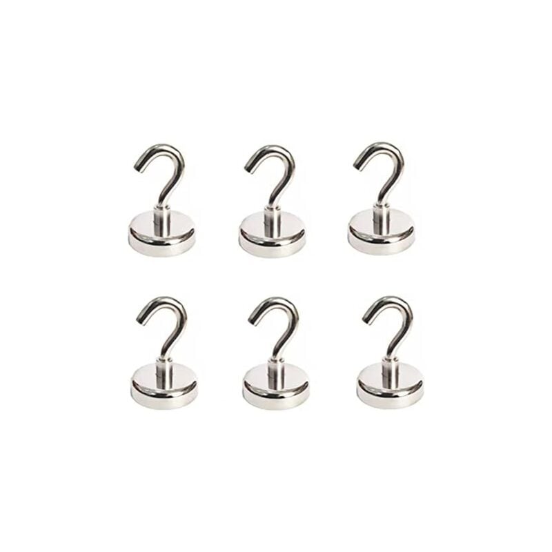 Ersandy - 6 Stück Magnethaken 18LB Pull Extra Strong Neodym-Magnethaken, Magnethaken Heavy Duty, Magnete mit Haken für Kühlschrank, Heavy Duty Cruise