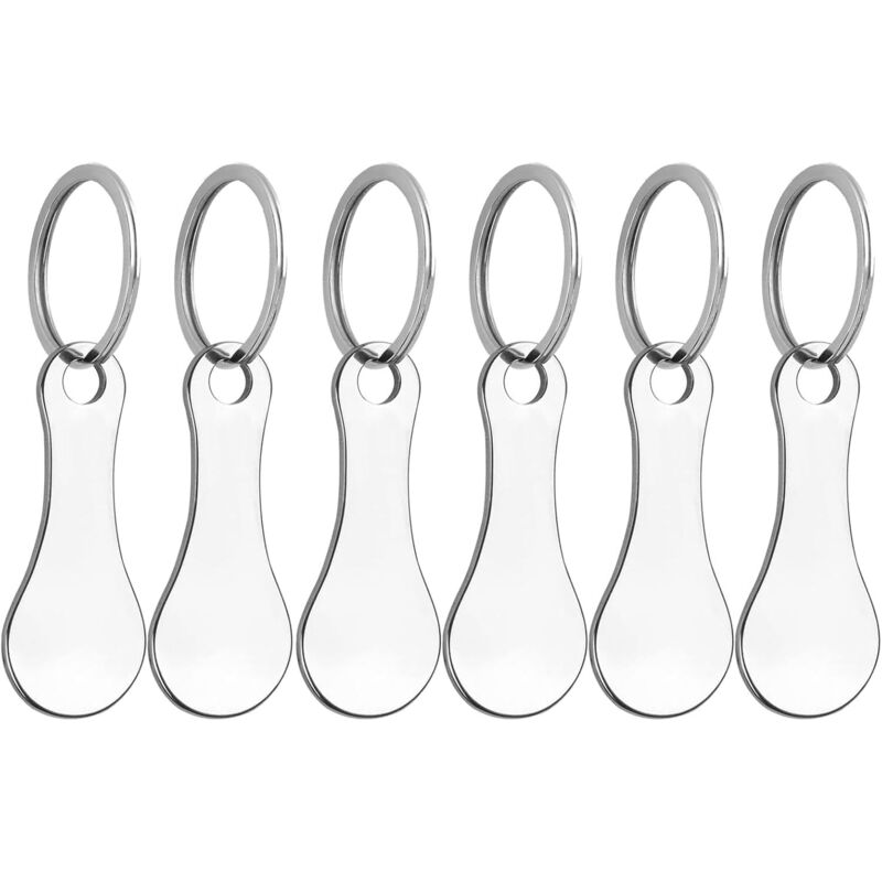 Bluedeer - 6 Stück Schlüsselanhänger Einkaufschip, Shopping Trolley Token, Stainless Steel Trolley Token, Removable with Key Ring for Shopping Trolley