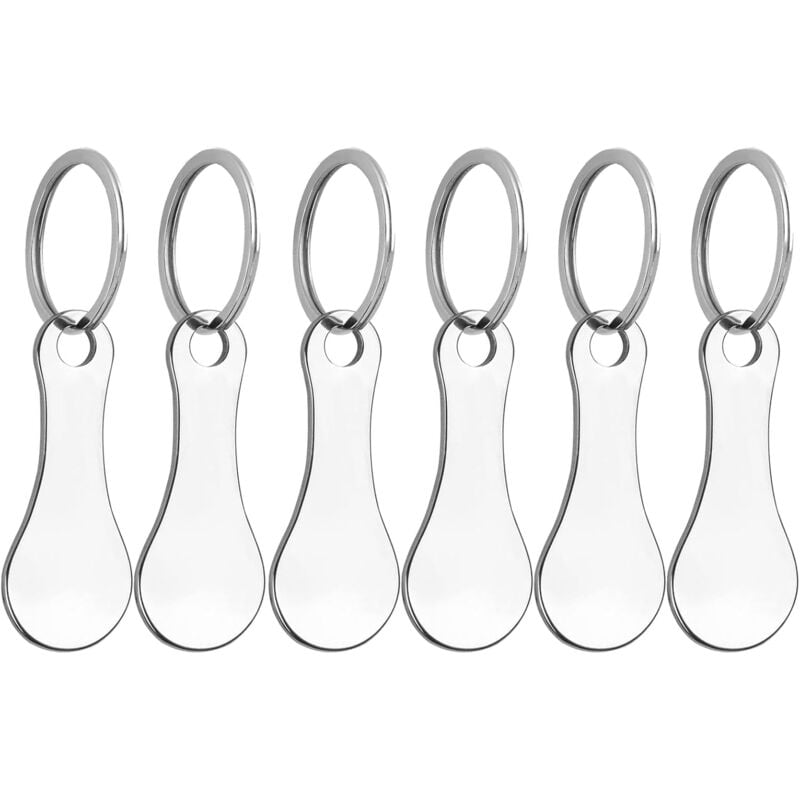 Bluedeer - 6 Stück Schlüsselanhänger Einkaufschip, Shopping Trolley Token, Stainless Steel Trolley Token, Removable with Key Ring for Shopping Trolley