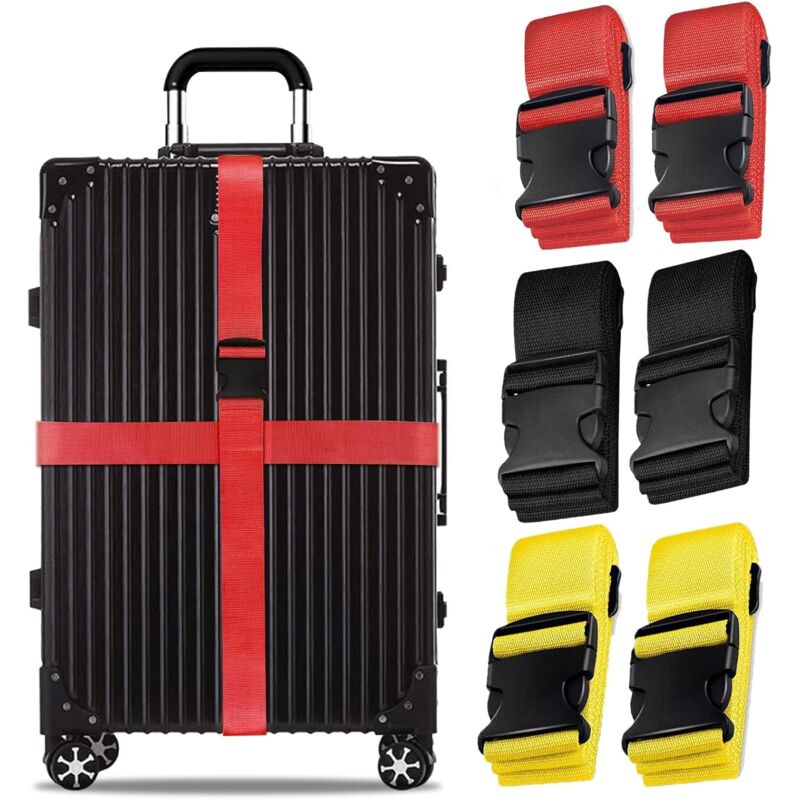 Bluedeer - 6 Stücke Gepäckgurt, Koffer Gurte, Kofferbänder, Verstellbare Koffergurt mit Schnalle, Sicher Reisen Zubehör für Koffer