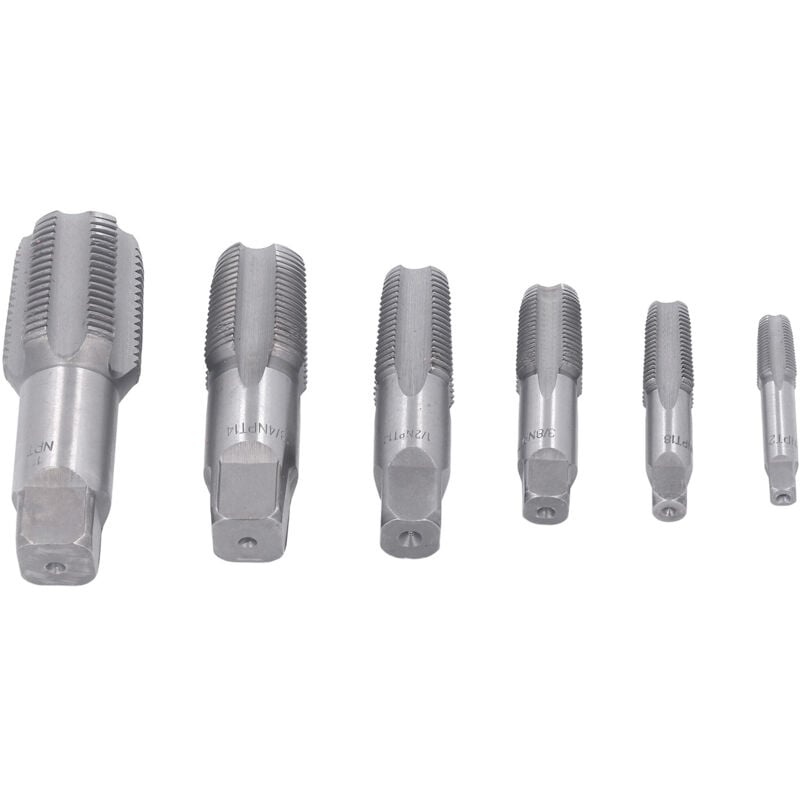 6-teiliger Rohrgewindebohrer npt 1 Zoll 3/4 Zoll 1/2 Zoll 3/8 Zoll 1/4 Zoll 1/8 Zoll Kohlenstoffstahl-Gewindeschneidwerkzeug-Set für pvc