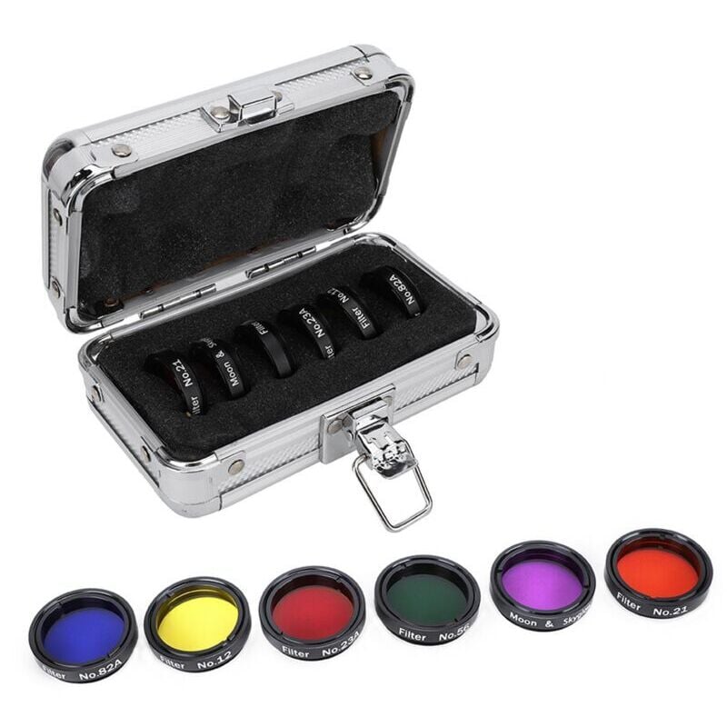 6-teiliges 1,25-Zoll-Farbfilter-Set für Teleskope mit Aufbewahrungsbox für Teleskopokulare mumu