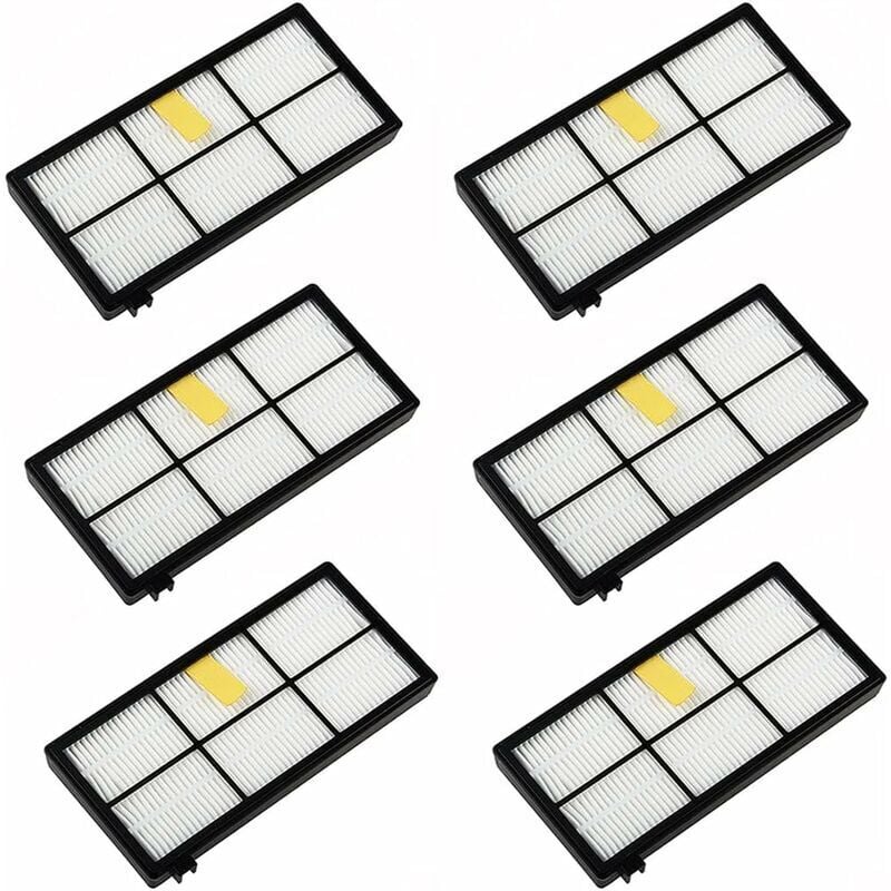 6-teiliges Ersatzfilter-Zubehörset für iRobot Roomba 800, 900, 850, 860, 861, 866, 870, 880, 890, 900, 960, 980, 981 und 985 Serien