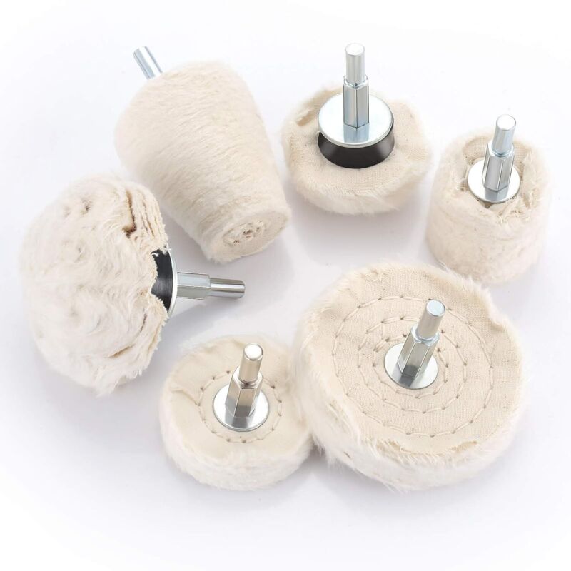6-teiliges Polierpad-Set, Polierscheiben-Set, konischer/zylindrischer/pilzförmiger/T-förmiger Schleifscheibenkopf mit 1/4'-Griff für Metall,