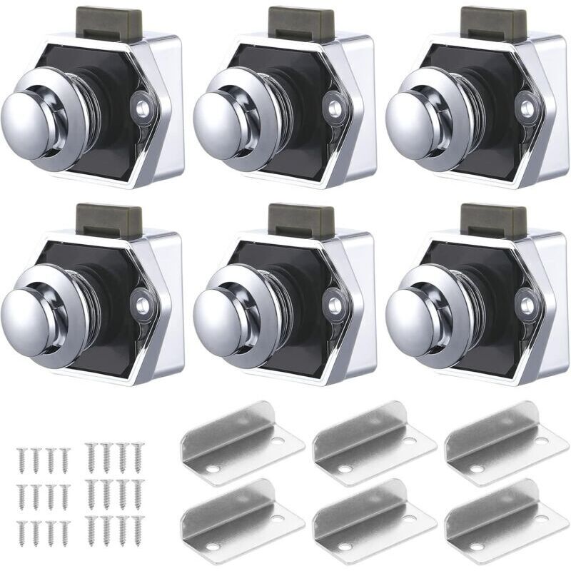 6-teiliges Set Druckknopfriegel, Schubladen- und Schranktürschlösser, schlüssellose Türriegel für Wohnmobile, Yachten, Boote und Wohnwagen