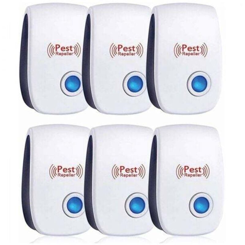 6-teiliges Ultraschall-Insektenschutzmittel, Ultraschall gegen Ratten, Mücken, Fliegen, Schädlinge, Spinnen, Kakerlaken, sicher und ungiftig.