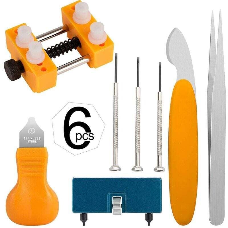 6-teiliges Werkzeugset zum Wechseln der Uhrenbatterie – Uhrengehäuseöffner zum Öffnen der Uhrenabdeckung durch Drehen der Reparatur