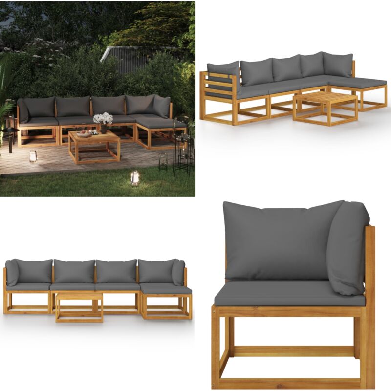 6-tlg. Garten-Lounge-Set mit Auflagen Massivholz Akazie - Garten-Lounge-Set - Garten-Lounge-Sets - Home & Living