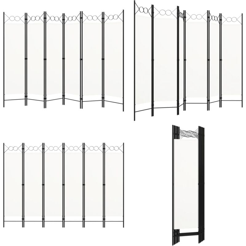 6-tlg. Raumteiler Weiß 240x180 cm - Raumteiler - Zimmerabtrennung - Sichtschutz - Dekorationsartikel - Weißes Möbelstück - Home & Living