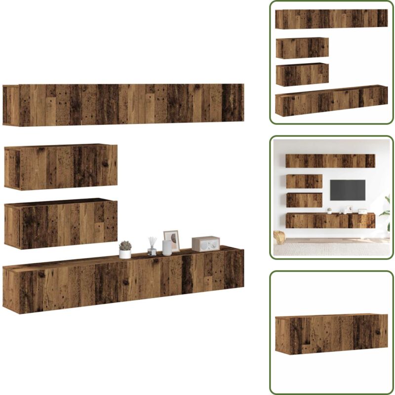 Vidaxl - 6-tlg. TV-Schrank-Set Wandmontage Altholz-Optik Holzwerkstoff - TV-Schrank-Set - TV-Schrank-Sets - TV-Schrank - Hifi-Schrank