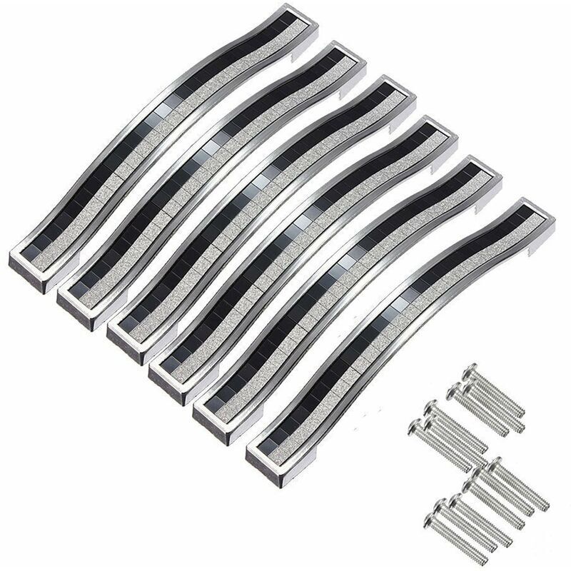 6 x 160 mm Kristall-Türgriff, Dekoration, Türknauf, Möbelknauf für Möbel, Schublade, Schrank, Mülleimer, Kleiderschrank, Kleiderschrank, Silber