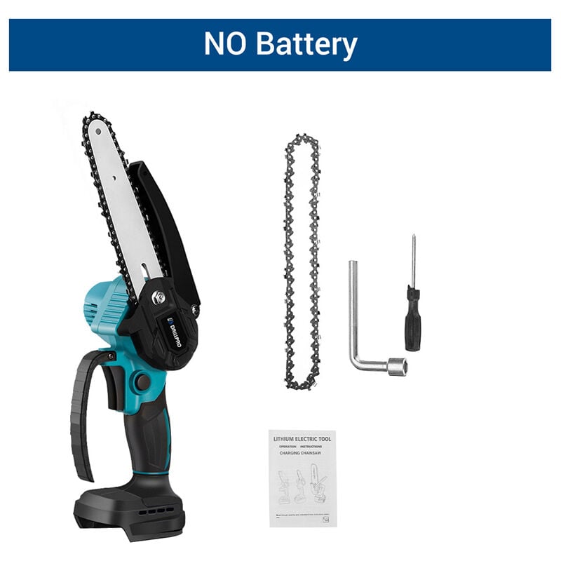 6-Zoll-Mini-Akku-Akku-Kettensäge, bürstenlose elektrische Kettensäge mit 2 Ketten (keine Batterie)