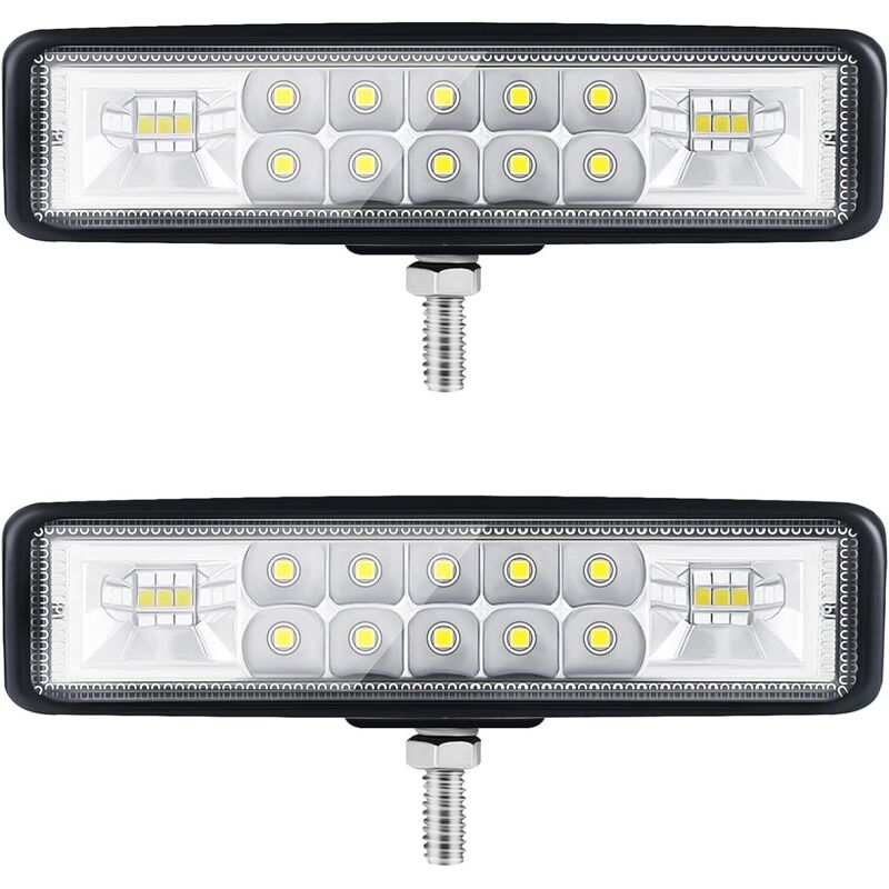 6” Phare LED Moto Phare de Travail led Tracteur 2 Rangs 9-36V 120W 12000LM 6000K Combinaison Spotlight+Floodlight Barre LED Off-road Phare Led 4x4