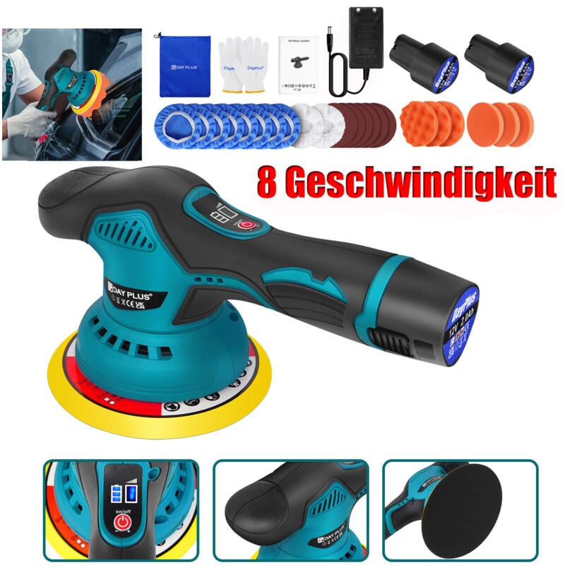 6 Zoll Poliermaschine Polierer Maschine Poliergerät Schleifmaschine Auto 2x Akku
