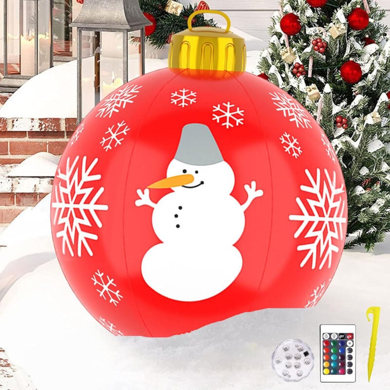 60 cm aufblasbare Weihnachtskugel, riesige aufblasbare Weihnachtskugel-Dekoration mit LED-Licht, aufblasbare PVC-Weihnachtskugel, für