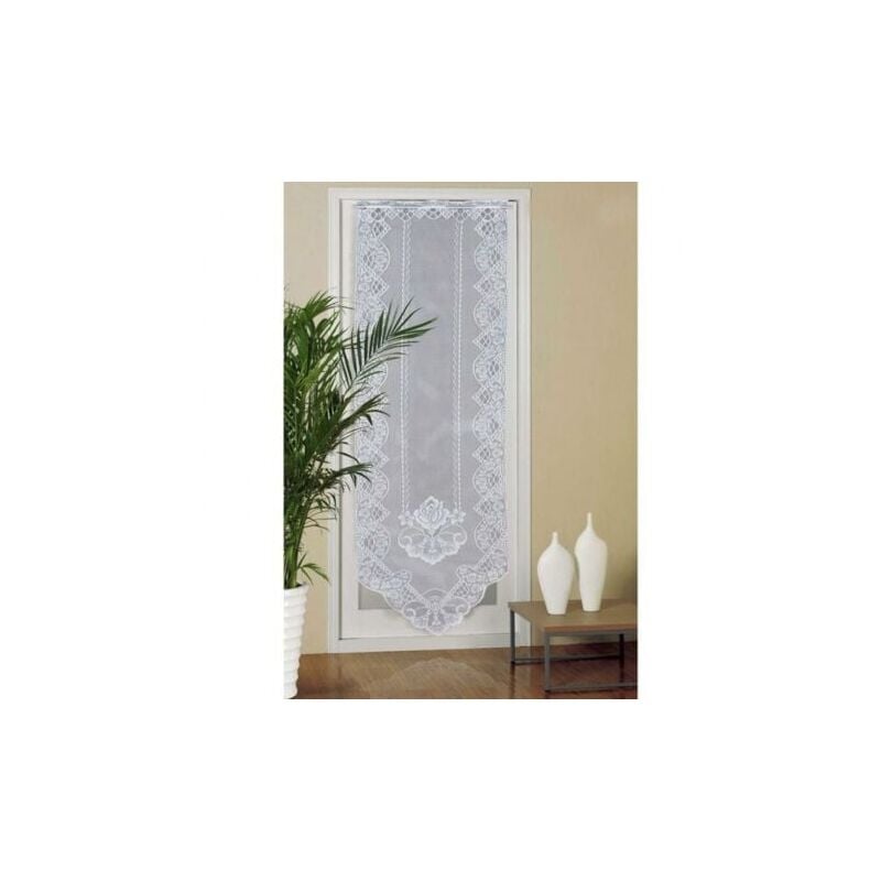 60 cm x 180 cm Spitzen-Türvorhang, halbtransparente Voile-Vorhänge für Fenster, bestickter Vorhang für Heimdekoration, Wohnzimmer, Schlafzimmer, weiß