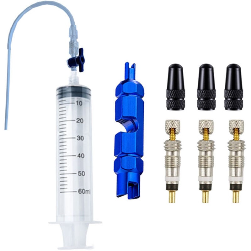 Linghhang - 60 ml Fahrrad-Flüssigkeitsinjektionswerkzeug-Set für schlauchlose Reifen, Injektorspritze für schlauchlose Reifen, Gummischlauch-Set für