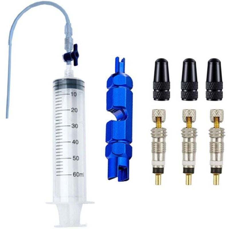 60 ml Fahrrad-Flüssigkeitsinjektionswerkzeug-Set für schlauchlose Reifen, Injektorspritze für schlauchlose Reifen, Gummischlauch-Set für
