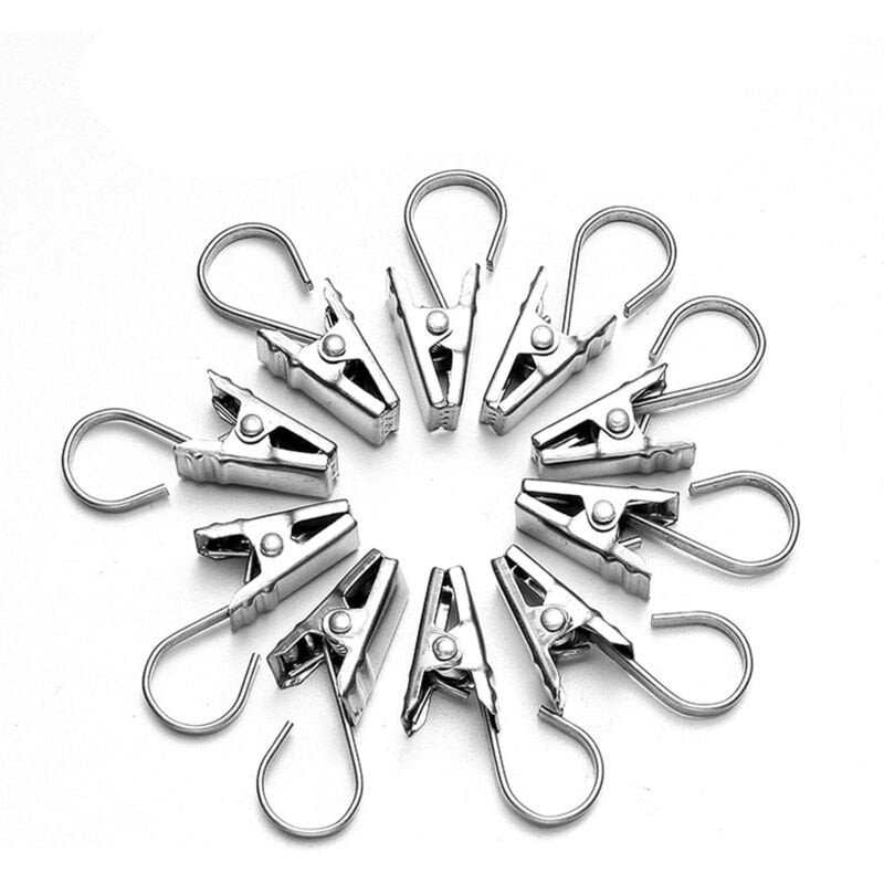 Bluedeer - 60 Stück Gardinenklammern aus Metall, Mehrweg-Vorhangclips für Vorhänge, Fotos, Licht und Duschvorhänge, Silber