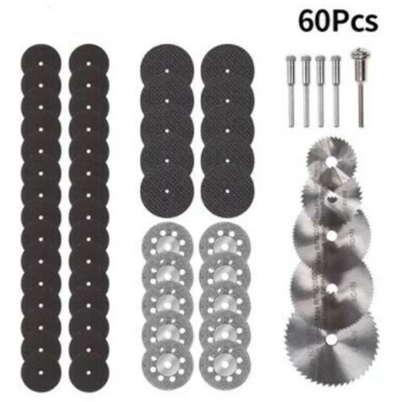 60 Stück Mini-Diamant-Trennscheibe, Mini-HSS-Kreissägeblatt, Mini-Trennscheibe für Holz, Glas, Kunststoff, Metall, Stein