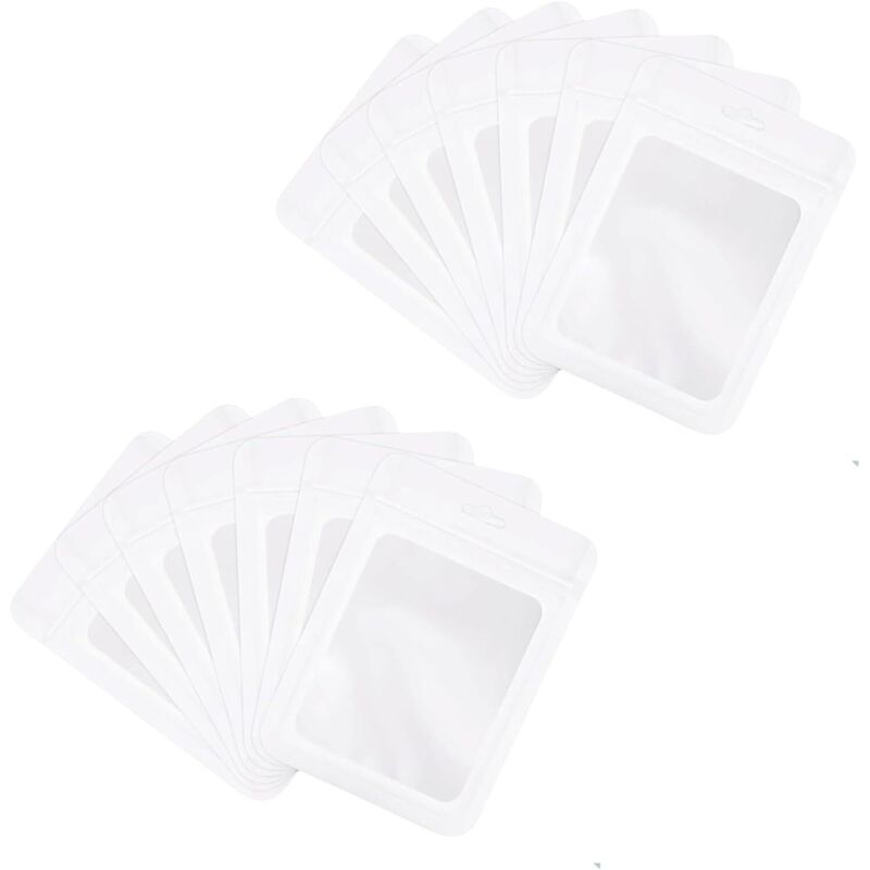Bluedeer - 60 Stück Zip-Beutel Klein Mylar Bags Weiß Holografische Beutel (10,5x15cm) Wiederverschließbare und Geruchsdichte Folienbeutel Mylar Bags