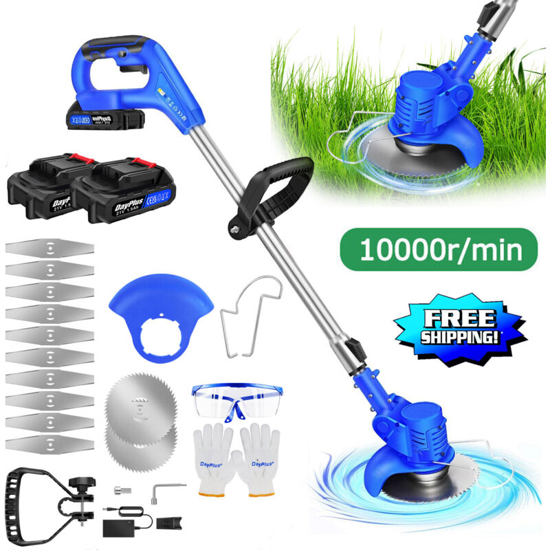 6000W Akku Rasentrimmer Grasschneider Freischneider mit 2X Akku Trimmer Motorsense