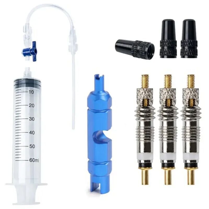 60 ml Fahrrad-Flüssigkeits-Injektionswerkzeug-Set für schlauchlose Reifen, Injektorspritze für schlauchlose Reifen, Gummischlauch-Kit für
