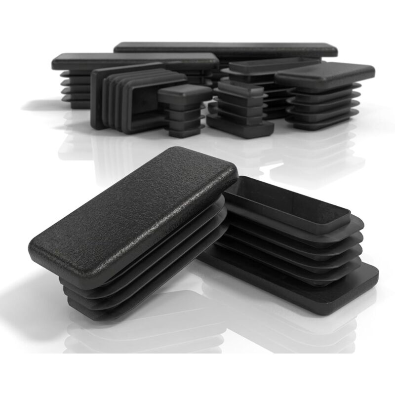 60x30 mm Klingenstopfen für Vierkantrohre, rechteckige PE-Endkappen, für Metallrohre, Stühle, Sofas, Tische und Regale, 20 Stück.