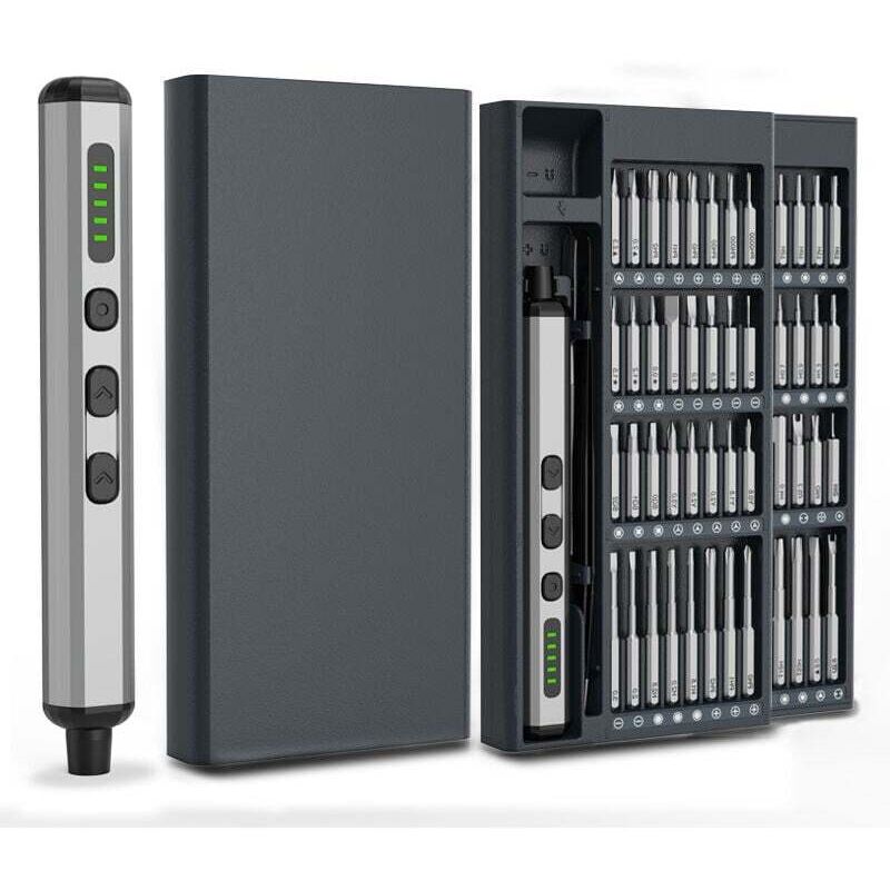 68-in-1-Elektroschraubendreher-Set. Wiederaufladbarer Elektroschraubendreher mit 64 magnetischen Bits, 5 Drehmomenteinstellungen, LED-Licht, 3 Picks,