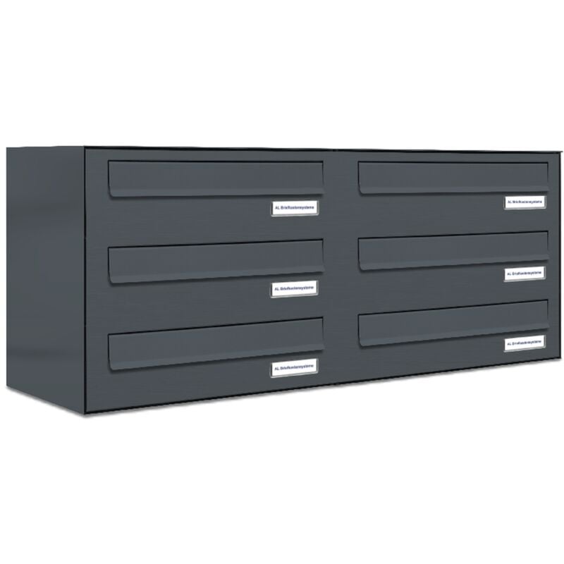 Al Briefkastensysteme - 6er Briefkasten-Anlage Tür- Zaundurchwurf ral 7016 Anthrazit