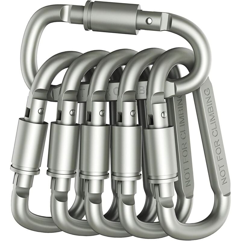 6er-Pack Aluminium-Verriegelungskarabiner mit D-Ring für Schlüsselanhänger, Outdoor, Camping, Reisen, Angeln, Rucksack
