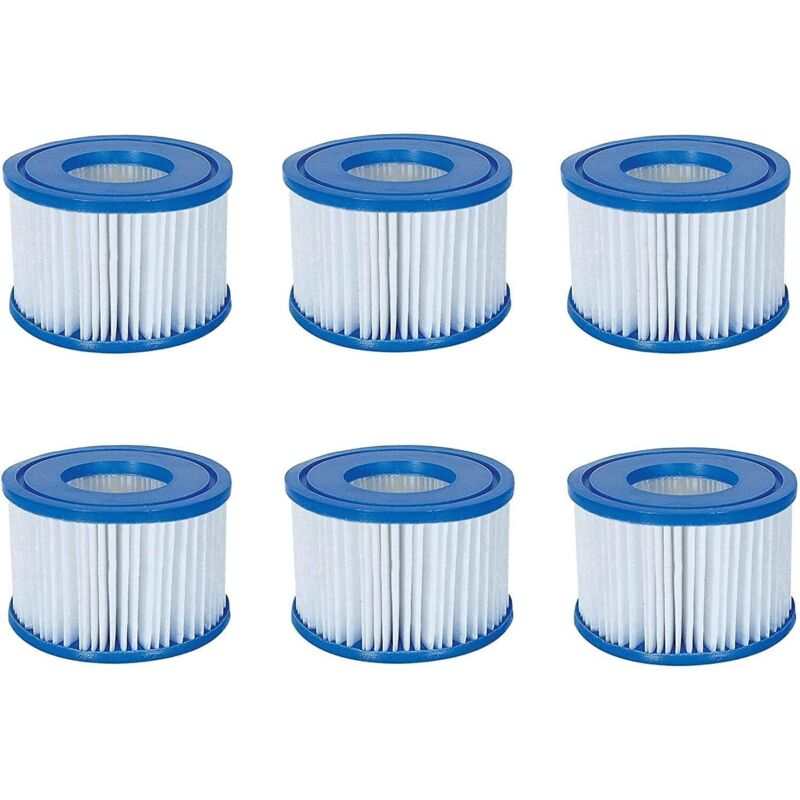 6er-Pack Filterkartuschen für Whirlpools von Bestway, Lay-Z-Spa, Coleman SaluSpa 90352E 58323