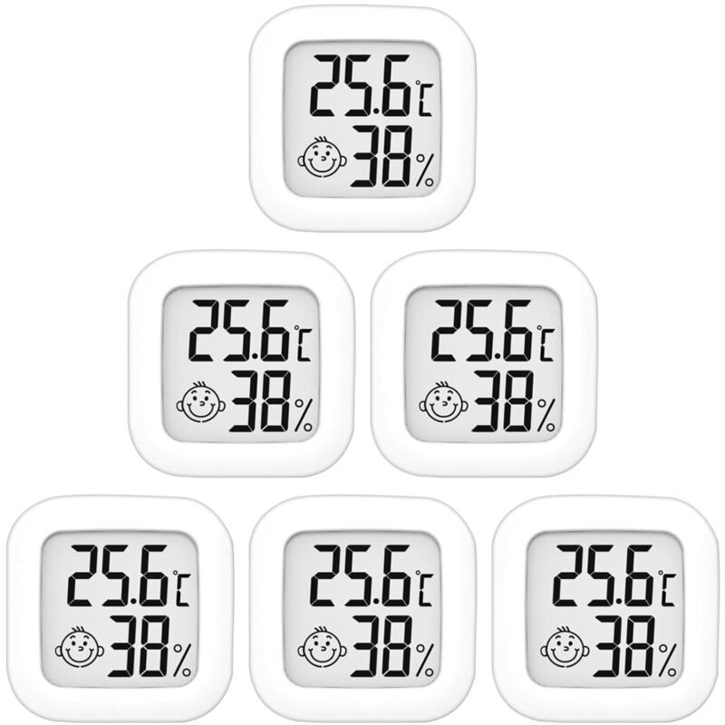 6er-Pack hochpräzises Thermometer-Hygrometer für den Innenbereich – 10 °C bis 70 °C – für Babyzimmer, Wohnzimmer, Büro, Gewächshaus
