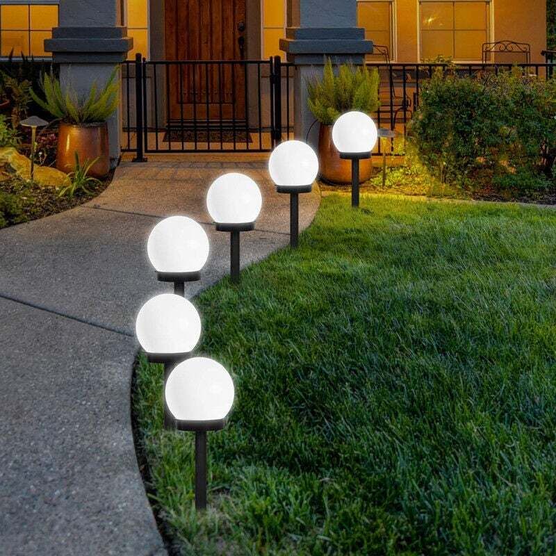 6er-Pack Solar-LED-Leuchten, RGB-LED-Solar-Kugellichter, Solar-Erdspießleuchten für den Außenbereich für Gartenwege, Kaltweiß