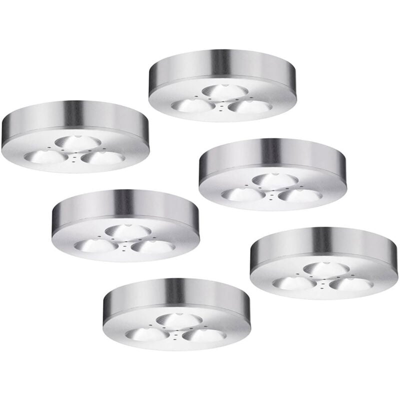 Etc-shop - 6er Set led Möbel Einbau Strahler Arbeits Zimmer Schrank Aufbau Decken Leuchten Alu gebürstet