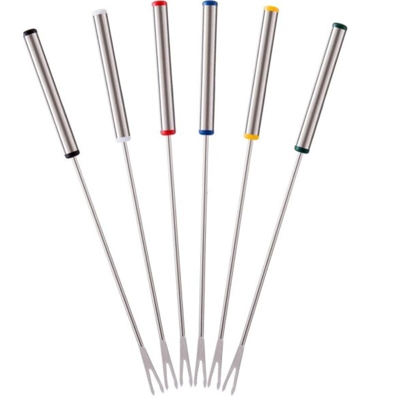 6er-Set Fonduegabeln, Edelstahlspieße für Käse, Fleisch, Schokolade und Desserts – 24 cm