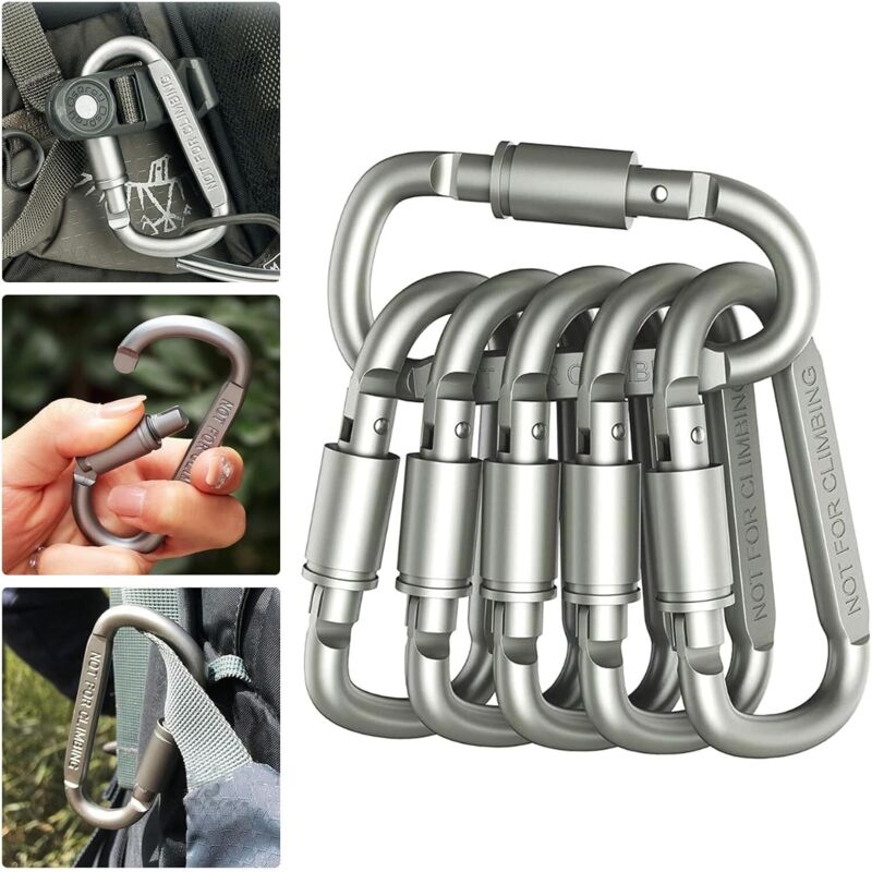 6er-Set Karabiner-Schlüsselring, Edelstahl, kleine Mini-Karabiner, leicht und langlebig, für Schlüsselanhänger, Wasserkrug, Hundeleine