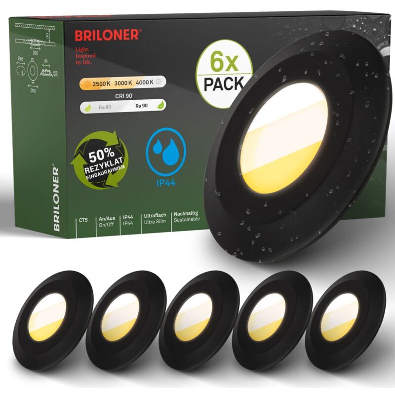 B.k.licht - 6er Set led Bad Einbaustrahler led Einbauleuchten Bad Spots cts Flach Ra90