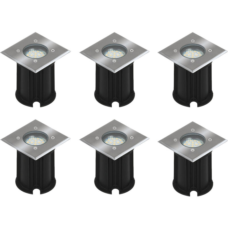 Ranex - 6er-Set LED-Bodeneinbaustrahler Outdoor, eckig, befahrbar, max 800 kg Last, IP65