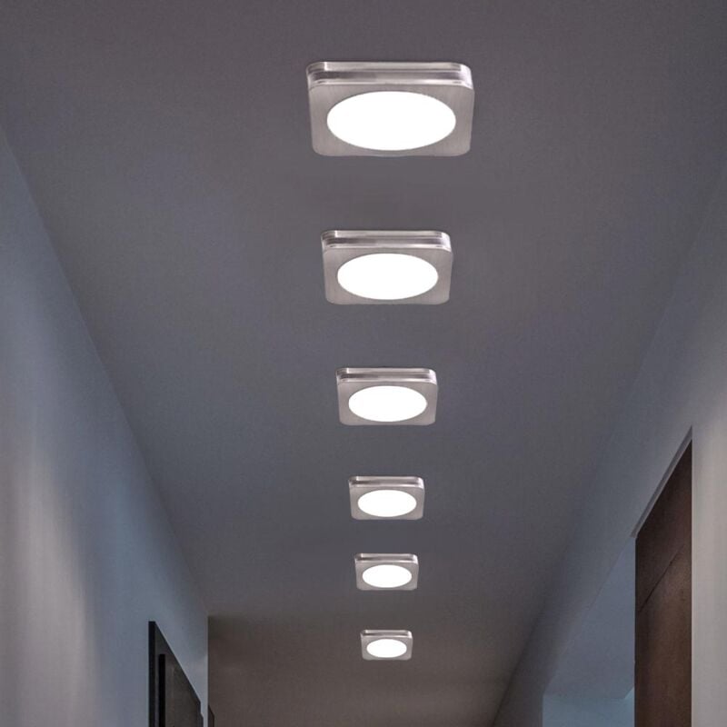 6er Set LED Einbau Strahler silber Decken Leuchten Wohn Zimmer Beleuchtung Flur Spot Lampen eckig Karton beschädigt