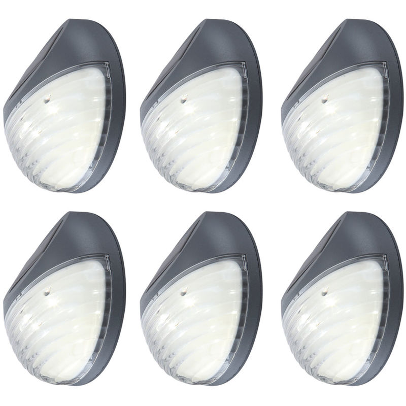 6er Set LED Solar Außen Garten Lampen Zaun Leuchten IP44 Beleuchtungen rund
