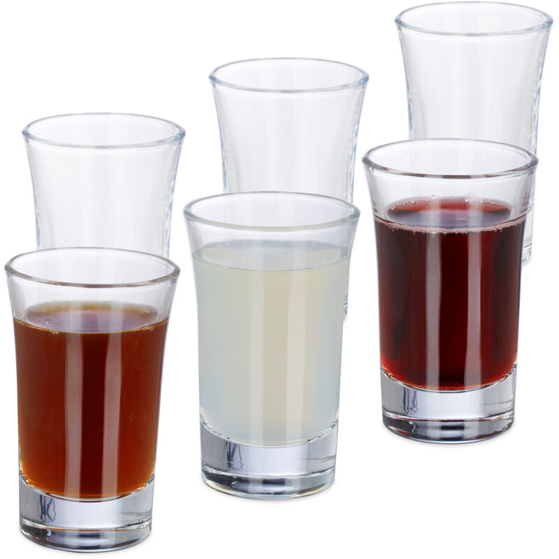 24 x Schnapsglas, Pinnchen aus Glas, 4 cl, für Liköre, Kaffee, Karneval, Shotgläser spülmaschinenfest, transparent