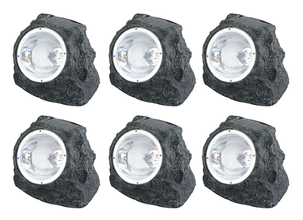 Etc-shop - 6er Set Design Solar led Außen Stand Leuchten Terrassen Balkon Stein Lampen grau