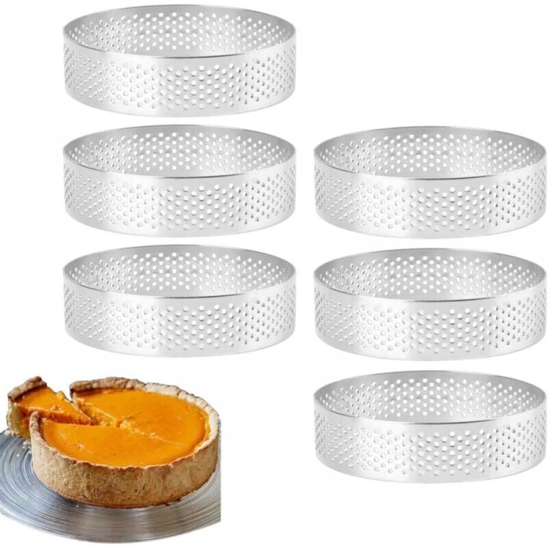 6er Set Tortenringe Edelstahl 8cm Kreisform, Tortenring Edelstahl Hitzebeständig Perforiert für Mousse Torten