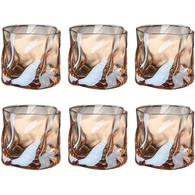 Bluedeer - 6er Set Whisky Gläser, 280 ml, Bourbon Doppeltes Bleifrei Kristallgläser, Whiskey Glas Ideal für Bars, Wohnungen, Küchen und zum