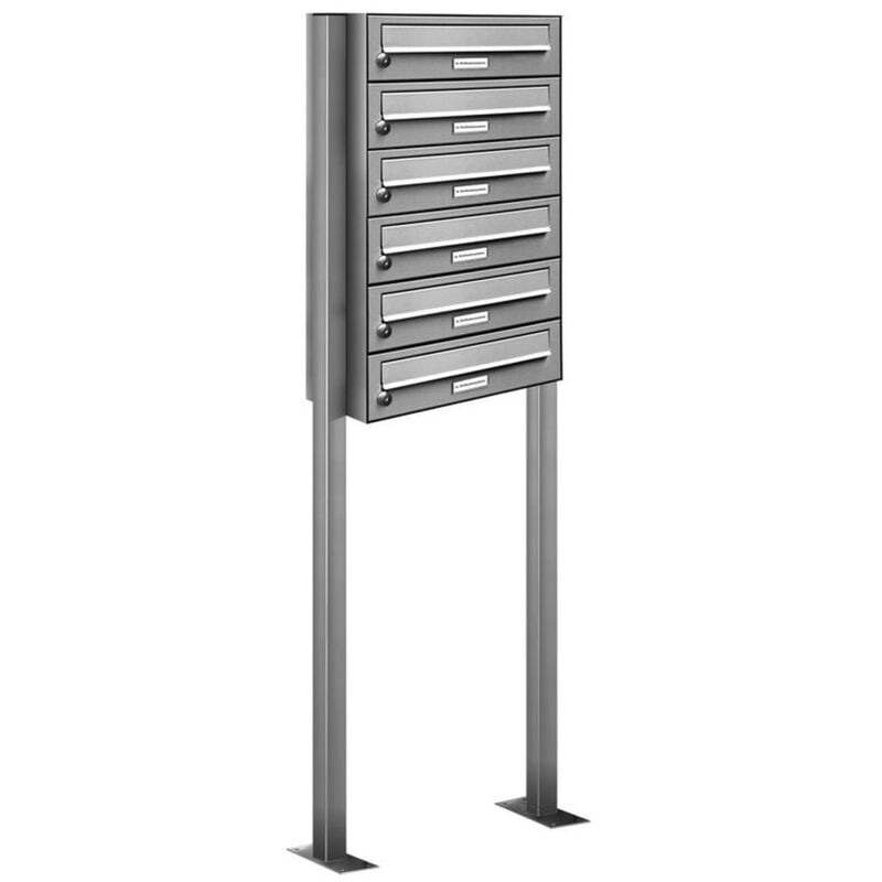Al Briefkastensysteme - 6er V2A Edelstahl Standbriefkasten Anlage Freistehend